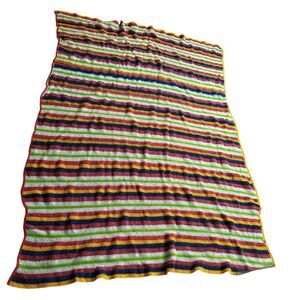 Rainbow Stripe Afghan Crochet Throw Blanket Handmade‎ 84x60